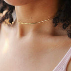 MEVECCO Dainty Gold Chain Choker Necklace 14K Gold Plated Handmade Boho Cute Tiny Beaded Link Choker Necklace Delicate Simple Minimalist Choker Necklace for Women - style: Plain Mariner Chain