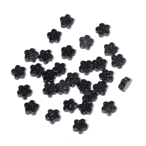 Songxi 60pcs 6mm Blue Sandstone Plum Blossom Natural Stone Beads for Jewelry Making, Smooth Loose Flower Shape Gemstone Beads for Bracelets Necklace Earrings Making Supplies ﻿ - color: Blue Sandstone