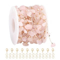 KYUNHOO 5 Meters Brass Jewelry Making Chains Light Pink Natural Gemstone Supplies Gold Plated Chain Bulk for DIY Jewelry Findings - color: Natural Stone-Light Pink