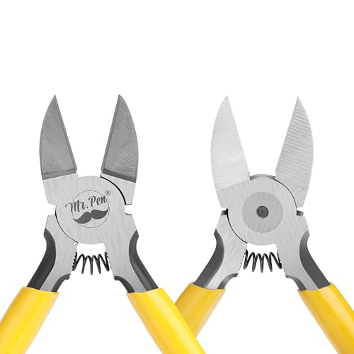 Mr. Pen- 5" Wire Cutters Bulk, 5 Pack, Precision Cutting Pliers, Ultra Sharp Wire Snips Wire Clippers, Diagonal Cutting Pliers for Jewelry Making Crafting, Wire Cutters Set - color: Yellow, Spring-loaded, size: 5 inch, 5 Pack