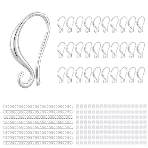 Earring Hooks, 230PCS Silver Earring Findings for Jewelry Making Hypoallergenic Ear Wires for DIY Bulk Pack - color: Silver-Thick Earring Hooks
