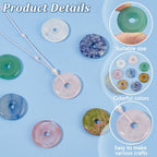BENECREAT 8Pcs Donut Natural Stone Pendants Gemstone Donut Charms Flat Round Stone Beads Pendants (Hole: 6mm/0.2inches) for Jewelry Making DIY Necklace Accessory Gift Party