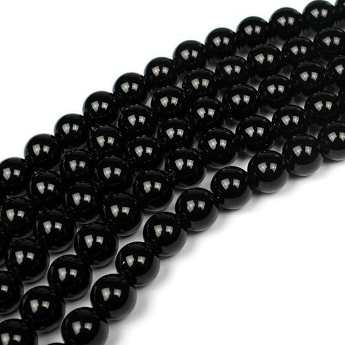 MJDCB Natural Stone Beads Natural Black Obsidian Loose Beads are Used in Jewelry Design to Make Bracelets and Necklaces 15inch (6mm) - color: Black Obsidian, size: 6mm