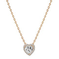 PAVOI 14K Gold Plated Post Faux Diamond Round Solitaire Pendant Halo Necklace | Gold Necklace for Women | Slider Adjustable - style: Heart