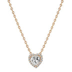 PAVOI 14K Gold Plated Post Faux Diamond Round Solitaire Pendant Halo Necklace | Gold Necklace for Women | Slider Adjustable - style: Heart
