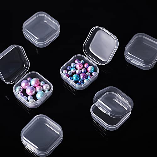Jetec 6 Pieces Mini Plastic Clear Beads Storage Containers Box for Collecting Small Items, Beads, Jewelry, Business Cards, Game Pieces, Crafts (1.4 x 1.4 x 0.7 Inch) - size: 1.37 X 1.37 X 0.7 Inch