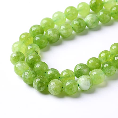 45pcs 8mm Natural Peridot Green Lace Jades Beads Round Loose Spacer Beads for Jewelry Making DIY Bracelets Crystal Energy Healing Power Stone 15 Inch (8mm, Green Peridot Jade) - color: Green Peridot Jade, size: 8mm