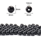 BONNY BOXX 500PCs 8MM Smooth Black Acrylic Round Beads, Plastic Resin Bubblegum Balls Chunky Gumball Beads for Necklace and Bracelet Making, Crafting Supplies - color: Smooth Black, size: 8MM