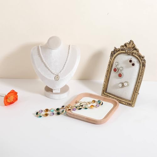 Velvet Necklace display stand for Selling, Jewelry Bust Mannequin for Show, Small Necklace Holder Stand【Beige】 - color: Beige