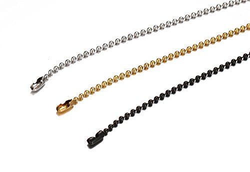 Titanium Stainless Steel Small Beads Ball Chain Necklace for Men Women 24-38 Inches Silver Black Gold - color: Silver, 1.5mm wide