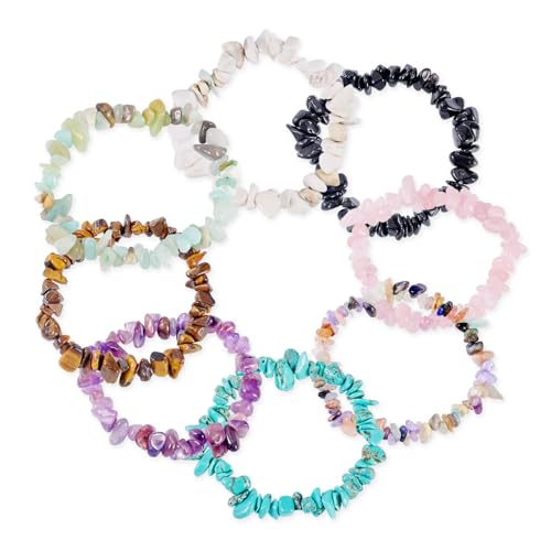 Elecrelive Glass Round Beaded Bracelet Set Clay Beaded Bracelets Stretch Bracelets - color: 8 Colors