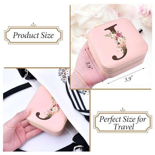 Inngeroo Christmas Gift Ideas, Initial Travel Jewelry Case Box Organizer Personalized Gifts, Fashion Travel Essentials Trendy Stuff Gifts for Teen Girls - style: J