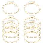 Exway 10 Pcs Paperclip Charm Bracelets Chain 6.5 Inch Stainless Steel Gold Chain Bracelets Kit with Lobster Clasps for Crafts DIY Women Jewelry Making - color: gold style B, size: 6.5in