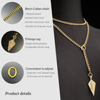 18K Gold Plated Knight's Shield Slip Chain for Women - color: 18KGold-Plated, size: 39''