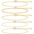 Gold Bracelets Set for Women Stack, Chunky Thick Bracelets Stack for Women Trendy, Simple Dainty Thin Gold Plated Cuff Stackable Bracelets With Beaded Cuban Paperclip Snake Rope Bangle Hand Chain Jewelry - style: Style 02-gold