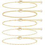 Gold Bracelets Set for Women Stack, Chunky Thick Bracelets Stack for Women Trendy, Simple Dainty Thin Gold Plated Cuff Stackable Bracelets With Beaded Cuban Paperclip Snake Rope Bangle Hand Chain Jewelry - style: Style 02-gold