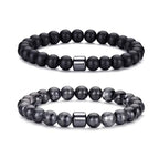 RANKEEF Tiger Eye Bracelet For Men 8MM Natural Stone Stretch Adjustable Black Crystal Beaded Bracelet for Men Women Gifts - color: 2,black,flash bracelet