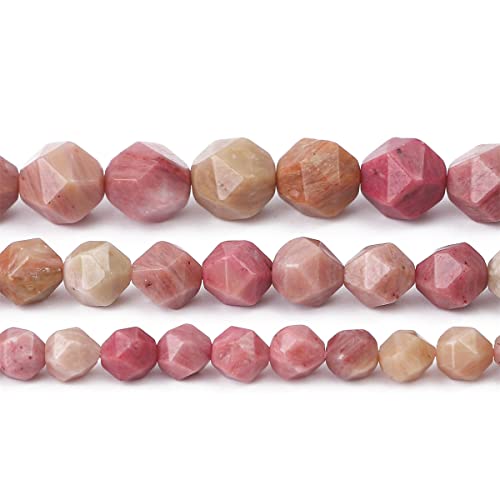 BEADIA Faceted Natural Red Wood Marble Stone Round Beads 6mm 36cm/Strand for Jewelry Making - color: Red Wood Marble, size: 6mm