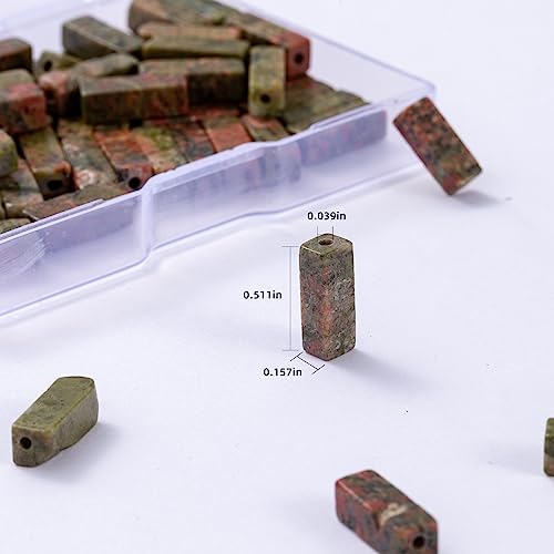 Natural Unakite Rectangle Tube Beads 4x13mm 38cm/str Loose Semi Gemstone Stone Beads for Making Bracelets Necklace Earrings - color: Unakite, size: 4x13mm Rectangle