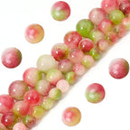 60pcs 6mm Natural Watermelon Tourmaline Gemstone Beads Energy Healing Crystal Round Loose Stone Beads for Jewelry Making, DIY Bracelets Necklaces - color: Watermelon Tourmaline, size: 6mm