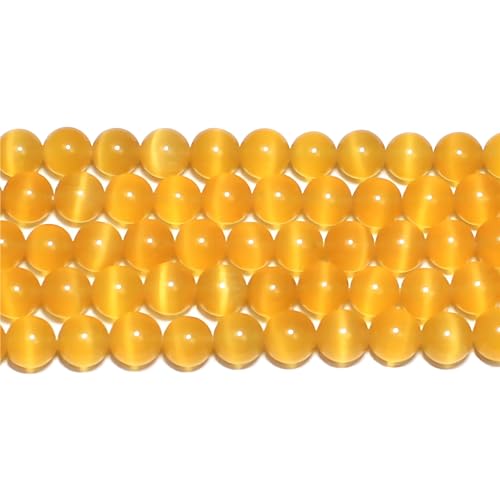 MJDCB 30pcs Golden Yellow Cat Eye Stone Beads 12mm Round Crystal Loose Bead for Jewelry Making DIY Bracelets Necklace - color: Golden Yellow, size: 12mm(30pcs)