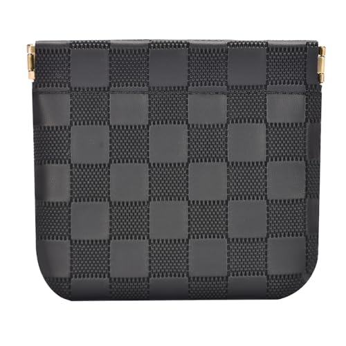 Leather Pocket Cosmetic Bag for Purse,Coin Purse Lipstick Cosmetic Accessories Organizer, Travel Kit Storage Pouch,Waterproof Portable No Zipper Self-closing (Black/Small) - color: Black/Small