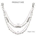 Layered Punk Pants Chain for Men Women, Gothic Hip Hop Jean Chain Wallet Chain Biker Trouser Chain, Goth Emo Fashion Keychain Accessories - color: 2L-Silver Twisted