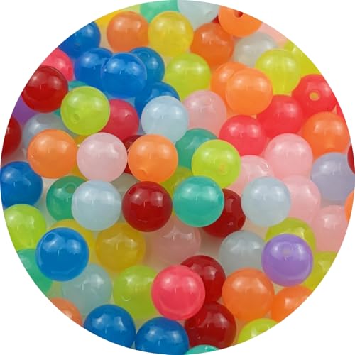 100pcs Acrylic Round Beads for Crafts 12mm Resin Candy Color Spacer Beads with Hole for Jewelry Making Sewing Crafts Decoration Necklaces Bracelets Earrings Supplies(Jelly Mix Colors) - color: Jelly Mix Colors, size: 12mm