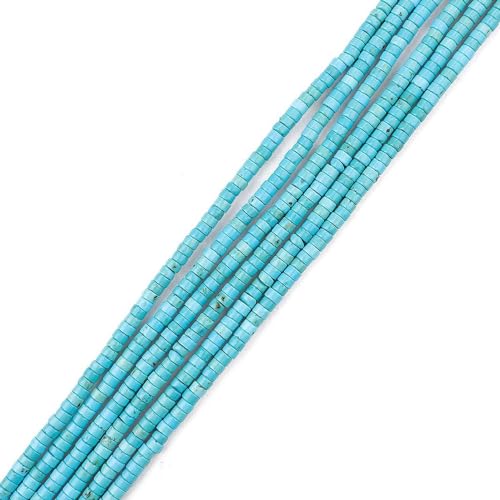 160pcs 4x2mm Blue Turquoise Heishi Disc Rondelle Spacer Natural Stone Semi Precious Gemstone Loose Beads for Jewelry Making 15 Inch - color: Blue Turquoise, size: 4x2mm