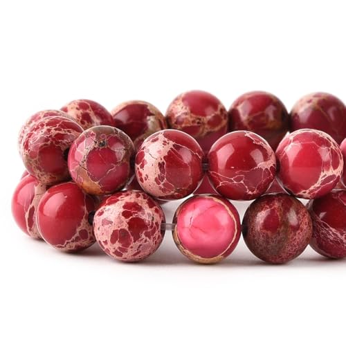 4mm Red Sea Sediment Imperial Jasper Round Gemstone Natural Stone Loose Beads for Jewelry Making Design Crafts 90 Pcs 15 Inch - color: Red, size: 4mm