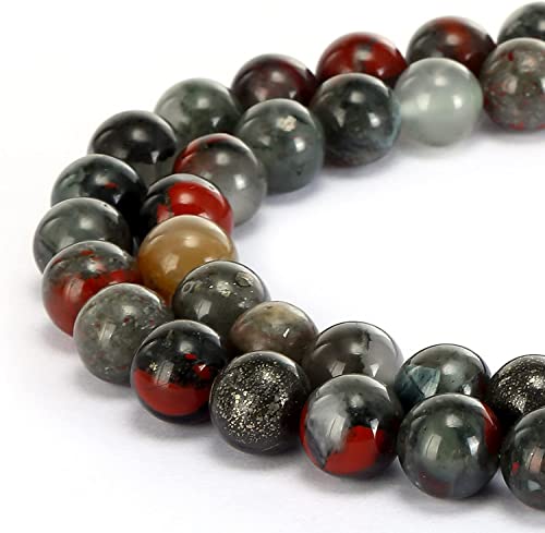 HAAMIIQII 90pcs 4mm Natural African Bloodstone Beads Round Loose Gemstone Beads for Jewelry Making Strand 15 Inch - color: African Bloodstone, size: 4mm 90pcs