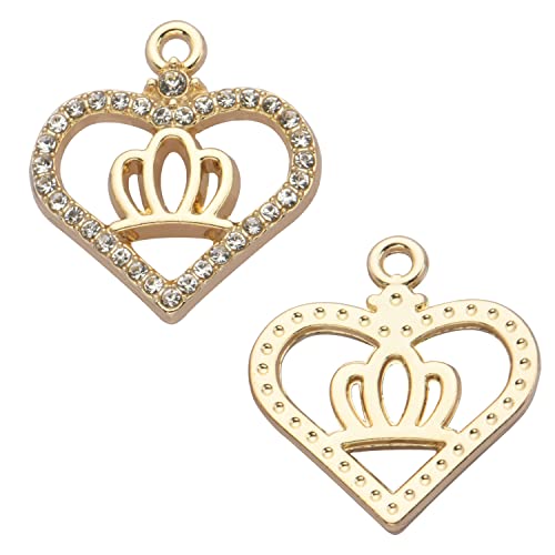 Pack of 20 Rhinestone Charms Gold Plated Pendants Pave Crystal Accessories for Necklace Bracelet Jewelry Making DIY Crafting - color: (Crown)VID60401