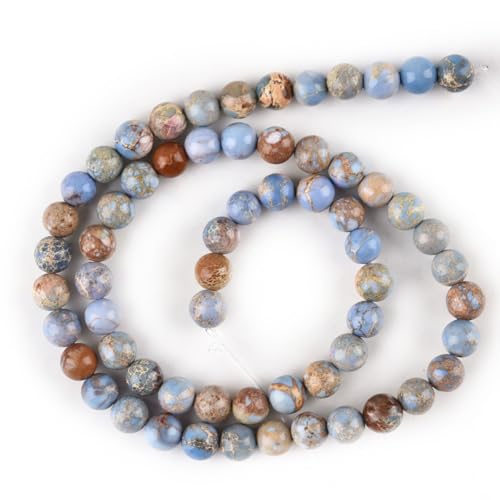 6mm Blue Violet Sea Sediment Imperial Jasper Round Gemstone Natural Stone Loose Beads for Jewelry Making Design Crafts 60 Pcs 15 Inch - color: Blue Violet, size: 6mm