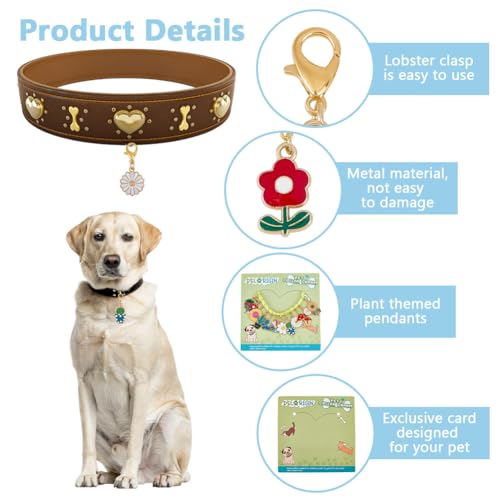 12 Styles Vegetative Collar Pendants for Cat Dog Alloy Enamel Cacti Pet Collar Pendants Clip-on Butterfly Flower Pet Collar for Bag Keychain Jewelry Making Training Home Decor