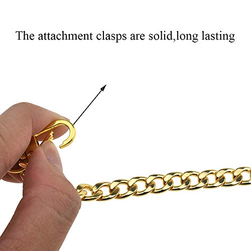 HAHIYO Yellow Gold Purse Chain Strap, 51.2 Inches, Flat 0.4" Wide, 2.4mm Thick, Lobster Clasp, Unisex, Modern Style - size: Yellow Gold 51.2 inches