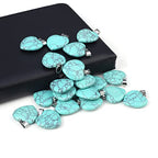 LE SKY 20 Pcs natural stone pendants heart shape healing stone charms for jewelry making - color: blue turquoise