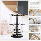 Didiseaon 2layer Rotating Necklace Display Stand for Jewelry Organization Small Accessory Rack for Necklaces Bracelets Keychains and Earrings Stylish Desktop Home Decor