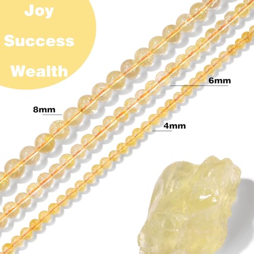 Raicegs 100pcs 4mm Citrine Beads Natural Gemstone Beads Round Loose Beads for Jewelry Making DIY Bracelets Necklace - color: Citrine, size: 4mm Round