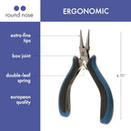 The Beadsmith Ergonomic Round Nose Pliers – 5 inches (127mm) – Comfortable Ergonomic Grip, Double-Leaf Springs & Polished Steel Head – Extra-Fine Tips for Precision to Medium Level Work - style: Round Nose