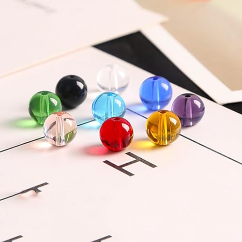 Black Round Crystal Glass Beads for Jewelry Making (4/6/8/10/12mm), Smooth Round Natural Gemstone Glass Spacer Loose Beads for Crafts Bracelets Necklaces Charms - color: Round Smooth Glass Beads: Black