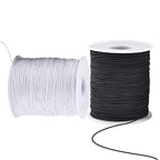 Elastic Cord for Bracelets, 2 Rolls 1 mm 330 Feet Sturdy Bracelet String, Stretchy Elastic String for Jewelry Making, Necklaces, Beading - size: Black+White