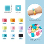 90Pcs 12mm Acrylic Cube Beads Plastic Square Candy Beads Colorful Loose Spacer Cube Bead for DIY Crafts Friendship Bracelet Earring Jewelry Making - color: Mixed Color-Cube