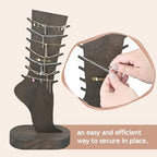 MOOCA 2 Pcs Set Two-Way Tabletop or Wall-Mountable Jewelry Display Natural Wood Foot-Shaped Bracelet Display, Anklets Display Storage, Wood Sturdy Base, Dark Brown Color - color: Dark Brown