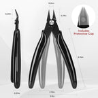5 Inch Flush Cutters, 2 Pack Micro Wire Cutters, Sharp Zip Tie Cutter, Precision Wire Cutters for Crafting, Jewelry Making, Plastic Models, 3D Print, Electronics, Floral - color: Black ( 2 Pack )