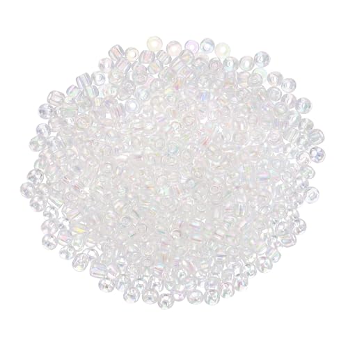 uxcell 2000 Pcs Glass Seed Beads Bulk, 3mm Mini Loose Glass Bugle Beads for DIY Earrings, Necklaces, Bracelets, Jewelry Making, Clear - color: Clear, size: 3mm