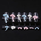 12 Grids Pink & Blue Mixed Ribbon Bow Nail Charms - Fresh Pastel Resin Bow Nail Decorations, Two-Tone Bow Nail Gems for Acrylic/Gel Nails DIY Manicure