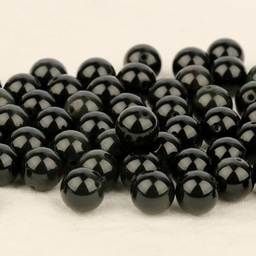 About 60pcs 6mm Natural Stone Beads Black Obsidian Beads Crystal Gemstone for Jewelry Making, DIY Bracelet Necklace - color: Black Obsidian, size: 6mm