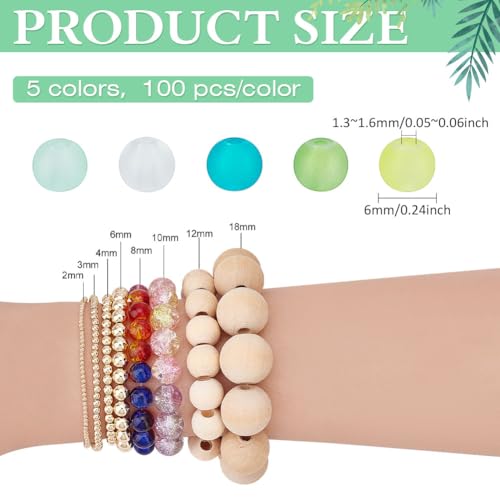PH PandaHall 500pcs 6mm Frosted Glass Beads, St Patrick's Day Green Bead 5 Colors Transparent Crystal Beads for Summer Beading Necklace Bracelet Jewelry Making DIY Crafts - color: Green