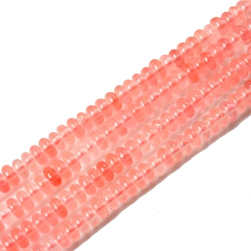 2x4mm 150pcs Natural Watermelon Cherry Quartz Rondelle Stone Beads Semi-Precious Disk Loose Gemstones Bead for DIY Jewelry Making - color: Cherry Quartz