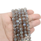 Labradorite 8mm Gemstone Faceted Round Loose Strand Beads for DIY Necklace Bracelet Jewelry Making 15 Inch - color: Labradorite
